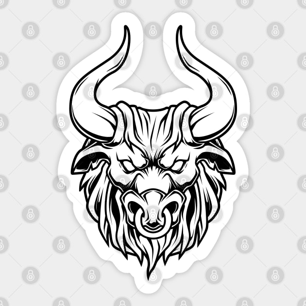 Minotaur head Sticker by Modern Medieval Design